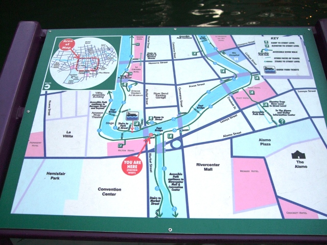 Riverwalk Map in San Antonio, Texas
